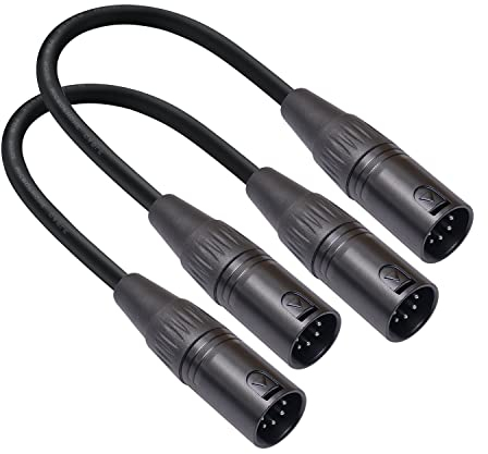 SZLliyxs 2 Pack 5 Pin XLR Male to Male DMX512 5-PIN DMX Cable 1FT Adapter