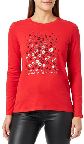 s.Oliver Damen 2138911 Langarmshirt mit Pailletten, 30D2 rot, 38