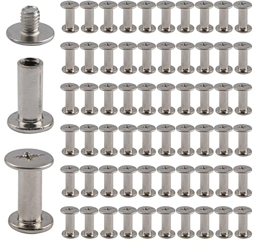 INCREWAY Kreuzschlitzschrauben, 60 Sets 5mm X 12mm, vernickelt, Chicagoer Bindungsschrauben, runde Kreuzschlitzschraubenpfosten, Nagel, Niet, Chicagoer Knopf, silberfarben