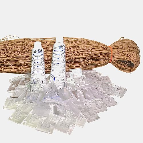Bird-Tech TM Katzennetz für Balkon Premium Steinfarbe + 100 Haken + 2 Transparent Silikon, 80 ml (5X5 MTS)