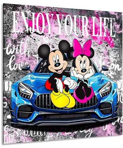 Kunstgestalten24 Leinwandbild Micky und Minnie Maus Enjoy Pop Art Bild Wandbild Kunstdruck Raum- u. Wanddeko