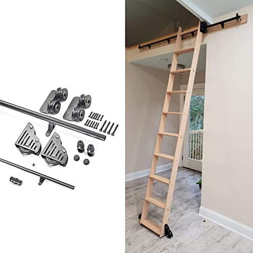 3,3-20-Fuß-Schiebetür-Kit, komplettes Hardware-Set für Schiebeleiter-Hängeschiene + Verlängerungsschiene, geeignet für Zuhause/Innenbereich/Dachboden/Bibliothek (3,3 Fuß/100 cm)