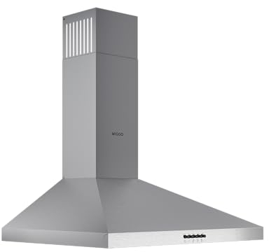 Wiggo A630P Dunstabzugshaube 60cm I Abluft Umluft Dunstabzug 680m³/h für große Küchen I Knöpfe 3 Absaug-Stufen I Energieeffizienzklasse A inkl. 2x Kohlefilter I Abzugshaube Wandmontage Edelstahl