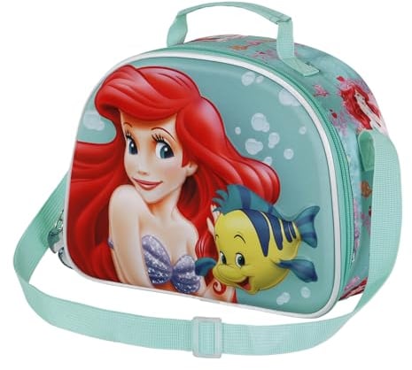 Disney Princesas, Bolsa Portamerienda 3D, 25.5 x 20 cm, Azul Ariel