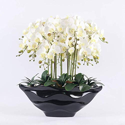 SUNMME Großes Phalaenopsis-Orchideen-Kunstblumenarrangement, gefälschte Phalaenopsis-Topfpflanzen-Set für Heimdekoration