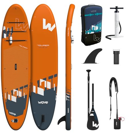 Wave Premium Stand Up Paddleboard mit Anti-IR-Leck-Design (Tourer 2.0, 3 m | Orange)