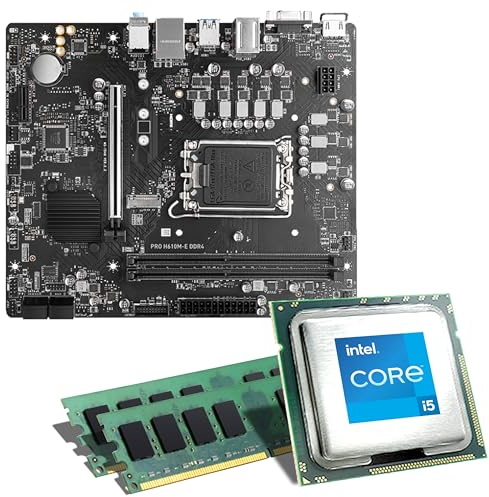 Mainboard Bundle | Intel Core i5-14400F, 6X 2500 MHz, 32 GB DDR4-RAM, MSI PRO H610M-E DDR4, 1x M.2 Port, PCIe 4.0 x16, USB 3.2 Gen1 | Tuning Kit | CSL PC Aufrüstkit