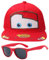 TIUASHR Mccqueen Car Baseballmütze, 2PCS Auto Baseballkappe und Sonnenbrille Baseball Cap Kinder Sonnenhut Verstellbar Baseboard Mütze Basecap Kappe Cap Sonnenmütze für Kinder Ab 3 Jahren