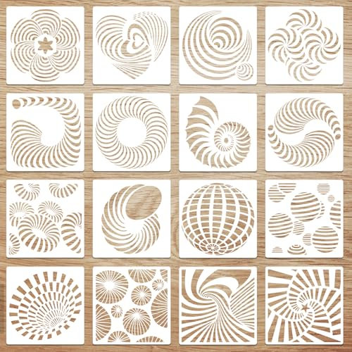 16 Pièces Pochoirs de Dessin pour Meubles,Pochoirs de Peinture Géométriques Réutilisables, Modèles de Pochoir pour Scrapbooking, Mobilier DIY, Décoration Murale