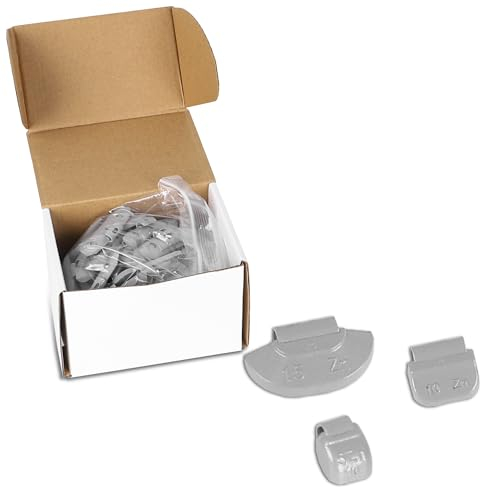 Richeer Lot de 225 masses d'équilibrage (75 poids d'équilibrage de 5 g, 10 g, 15 g) Assortiment de poids en zinc pour jantes en acier