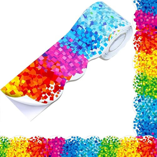 NIHUIFA Selbstklebende Bordüre, Bulletin-Bordüre, bunte Bordüre, Bulletin-Bordüre, Klassenzimmer-Dekorationen, Bordüre