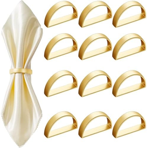 12 Pcs Anelli Portatovaglioli,Anelli per Tovaglioli Metallo Anelli per Tovaglioli da Tavola,Porta Tovaglioli da Tavola Anelli per Matrimonio Banchetto Cena Decorazione da Tavola per Feste d'oro