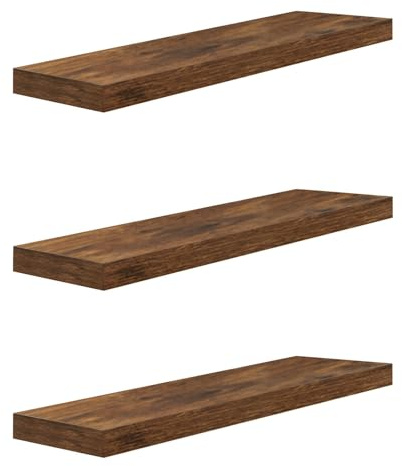 WOLTU Wandregal Wandboard Bücherregal Regale für Deko Wandablagen aus MDF Holz, 3er Set Hängeregal Vintagebraun