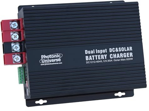 60A 12V DC to 12V DC advanced automatic multi-stage battery-to-battery charger with 45A MPPT solar input for Lead Acid and Lithium batteries