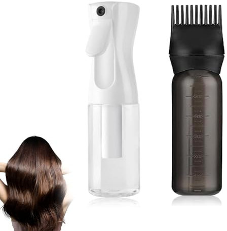 Landrain 170 ml Oil Applicator for Hair und 200ml Sprühflasche Haare Locken Set, Root Comb Applicator Bottle, Applikator Flasche Haare