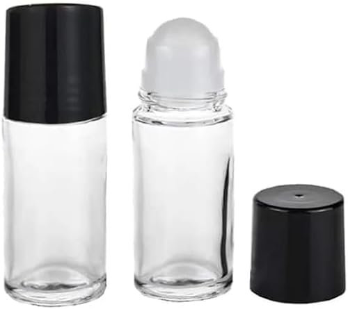 2 Stück schwarzes klares leeres Glas ätherisches Öl Roller Flaschen Fläschchen Behälter nachfüllbar Roll-on Flaschen mit Trichter nachfüllbar kosmetischen Behältern,Behälter Rollerflaschen 30ML