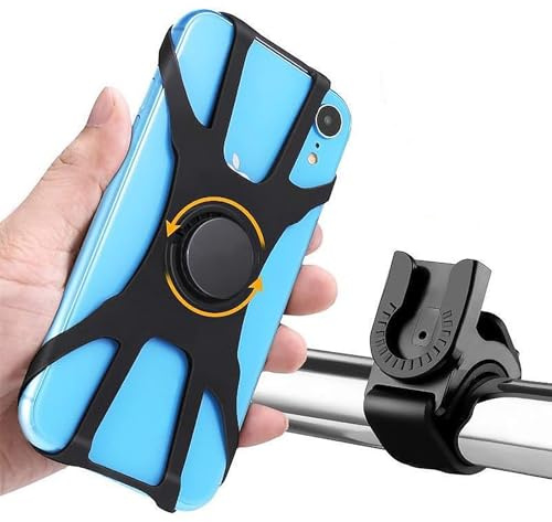 CVNRCLP Universal 360° Rotatable Detachable Bike Phone Holder - Adjustable Mount for 4 to 6.7 Smartphones - Perfect for Bicycles and Motorcycles