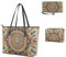 COEQINE Wasserdichte Tragetasche für Damen, große Laptoptasche, 39,6 cm (15,6 Zoll), Ledergeldbörse, Handgelenk, Make-up-Tasche mit Reißverschluss, 3 Stück, Western-Mandala, Einheitsgröße