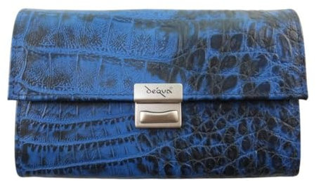 déqua G8 Leder Unikat Geldbörse Kroko blau