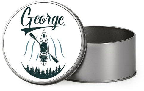 Personalised kayaking Tin For kayaker, watersports fans Gift, Portable Metal Tin Box, Storage Box. (Round)