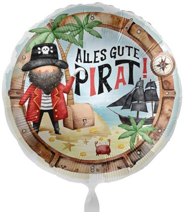 Folienballon Piraten Alles Gute Purat Geburtstag Junge Party Ballon Geschenk Luftballon Piraten, Made in EU, Helium geeignet