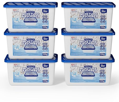 W&E Choice Moisture Absorbers, Portable Humidity Absorber Boxes for Your Bathroom, Closet & Car, Dehumidifier with Fragrance Free, 6 Pack