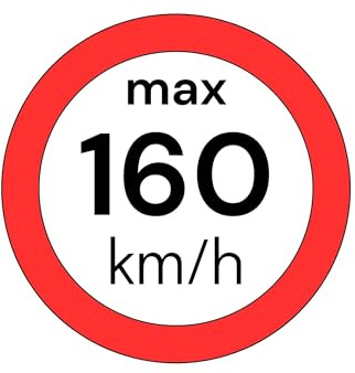 Geschwindigkeitsaufkleber 160 km/h 10 Einzelaufkleber für M+S Winterreifen | Rückstandslos entfernbar, lichtbeständig, hitzefest, reißfest, Innenraum, Spezialkleber, Werkstattbedarf