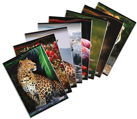 Blasetti Animal - Maxi Quaderno A4-0Q Quadretti 5mm con Margine - 10pz | Blasetti: carta FSC 80gr, copertina animalier plastificata opaca resistente, colori vivaci assortiti, conf. da 10.