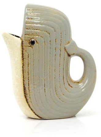Carousel Home Grey Whale Jug | Ceramic Fish Shaped Jug Large Serving Pitcher for Milk & Water | Decorative Ceramic Vase - 22cm