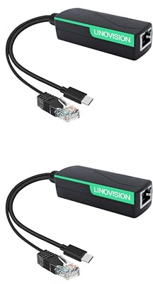 LINOVISION PoE Splitter to USB-C Power and Ethernet Data(2 pack)