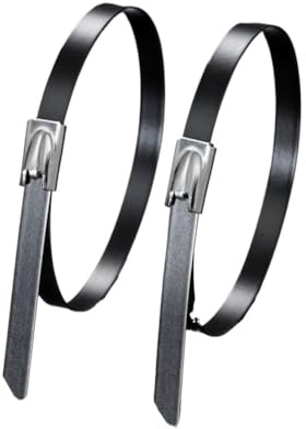 Fascette per cavi, Fascette metalliche autobloccanti in acciaio inossidabile, nere, confezione da 100, 100/200/300 mm(100mm)