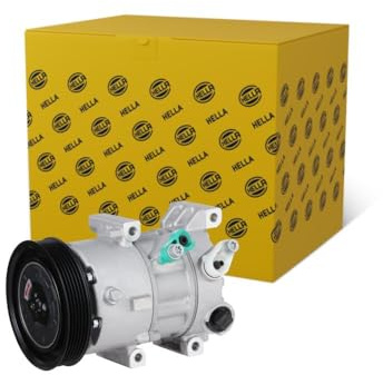 HELLA 8FK 366 201-401 Compressor, air conditioning - 6VS14e - 12V - R 134a/R 1234yf - PAG 46 YF - 120ml - with magnetic clutch/with seal ring/with PAG compressor oil