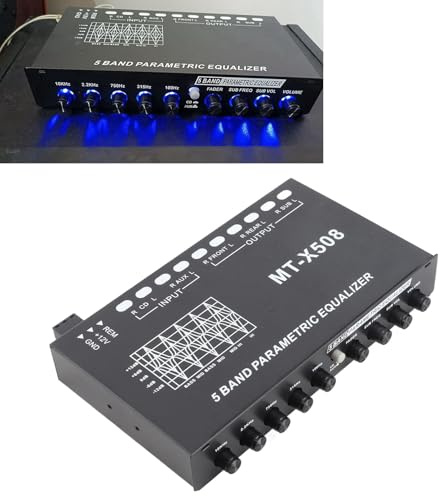 Tyenaza Car Audio Equalizer, einstellbare 5 Bänder Präzise Abstimmung EQ Tuning Crossover-Verstärker Grafik-Equalizer (19 x 12 x 3 cm)