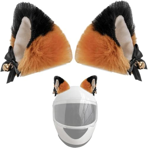 YKAFADE 2 Stück Motorrad Helm-Ohren Helmdekoration, Helm Ohren Motorradhelm Skihelm Plüsch Katzenohren mit Glocke Nettes Helmzubehör Deko Katzenohrform Dekoration für Motorradhelm Skihelm Fahrradhelm