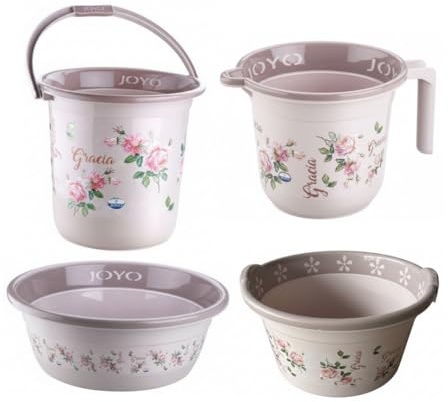 JOYO 4Pcs Gracia Set Includes: Jug1.1L / Bucket 18L / Tub/Basin (Pink)