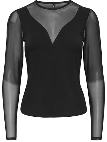ONLY Damen Top Schwarz M | Slim Fit, Langarm, Casual, Bei max. 30 grad waschen