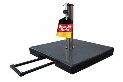 Gardissimo Trolley Granitsockel Move 70 kg Schirmständer, schwarzer Granit | mit Rollen, für Sonnenschirme bis 54 mm Rohrdurchmesser, mit Auszieh-Griff, Edelstahl Schirmhalter