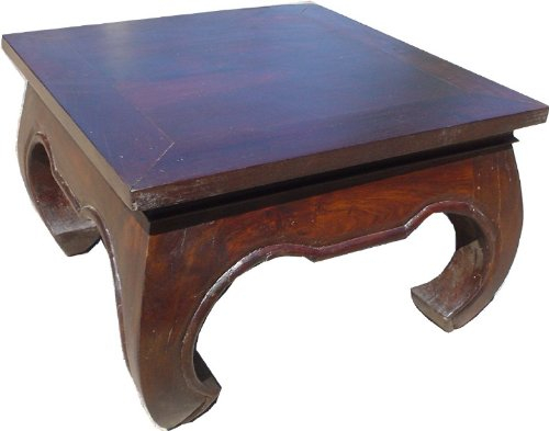 GURU SHOP Opiumtisch Bodentisch, Kaffeetisch aus Indien, Quadratisch, Akazienholz, Größe: 45x45 cm, Kaffeetische & Bodentische