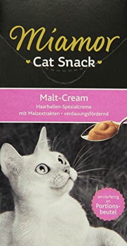 MIAMOR - Cat Snack (Cream) | Snack zum Verwöhnen ausgewachsener Katzen. Ergänzungsfutter im Portionsbeutel ohne Zucker und künstliche Zusätze | 11x6x15g Malt-Cream