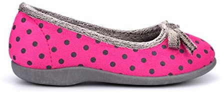 Sleepers Womens Louise Polka Dot Memory Foam Bow Slippers Navy