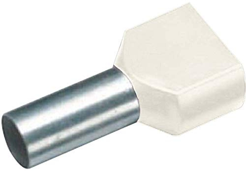 Vogt Verbindungstechnik 460814D Doppelkabelendhülse, 10 mm² x 12 mm, teilweise isoliert, elfenbeinfarben, 100 Stück