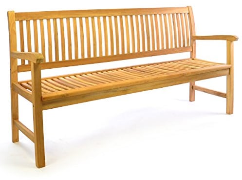 Divero 3-Sitzer Gartenbank Milano aus zertifiziertem Teak-Holz, unbehandelt – Länge: 180 cm – Farbe: Braun