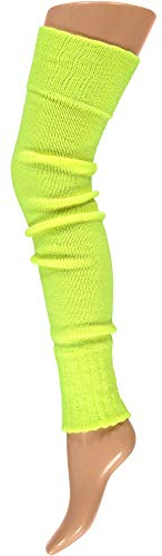 krautwear® Damen Beinwärmer Stulpen Legwarmers Overknees gestrickte Strümpfe ca. 70cm 80er Jahre 1980er Jahre (neon gelb)