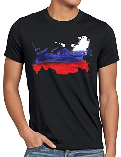 CottonCloud Flagge Russland Herren T-Shirt Fußball Sport Russia WM EM Fahne, Größe:3XL, Farbe:Schwarz