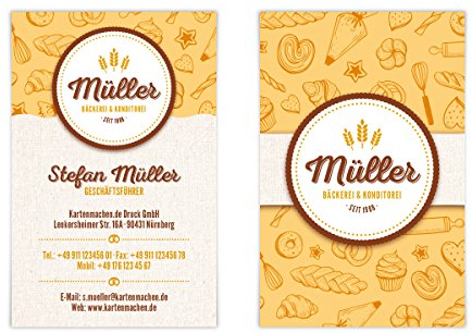 300 x Visitenkarten individuell Business Karten 300g/qm 85 x 55 mm - Bäckerei Konditorei