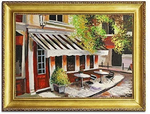 jvmoebel Cafe Terrasse Paris Altstadt Gemälde Ölbild Bild Bilder Öl Rahmen Malerei G96433