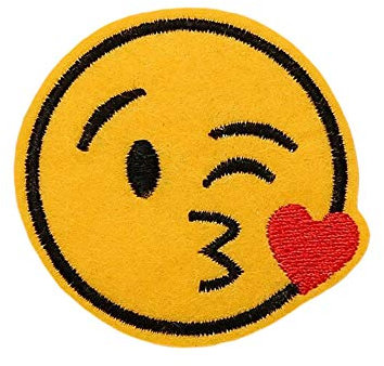 Minimum Mouse Smile Gesicht Emoji Bügel Patch - Blowing A Kiss, One Size