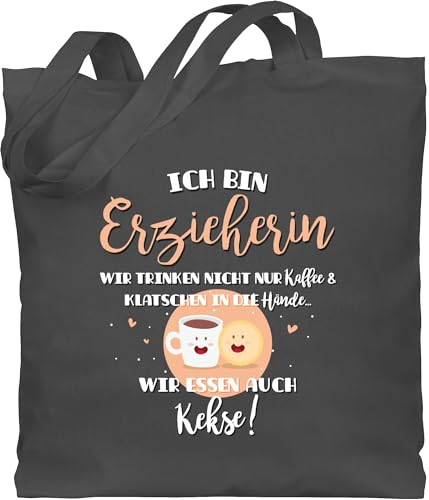 Shirtracer Baumwolltasche - Taschen - Erzieherin trinken nicht nur Kaffee I Geschenk Erzieherin - Unisize - Dunkelgrau - geschenke für erzieherinnen erziehertaschen kindergärtnerin kita beutel