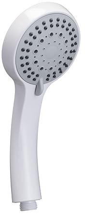 Croydex Amalfi Large Shower Head with 5 Spray Patterns, White | Rub Clean Nozzles | Ideal for All Shower Types | Saturating, Massage, Bubbling Sprays