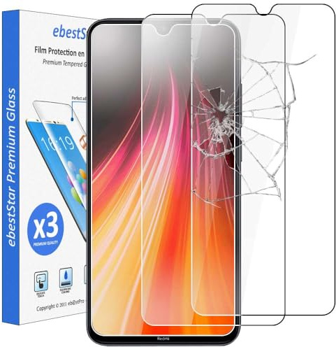 ebestStar - [Pack x3 Verre trempé compatible avec Xiaomi Redmi Note 8 (2019, 2021) Film Protection Ecran anti casse, anti-rayure, pose sans bulles [Note8: 158.3 x 75.3 x 8.4mm, 6.3'']